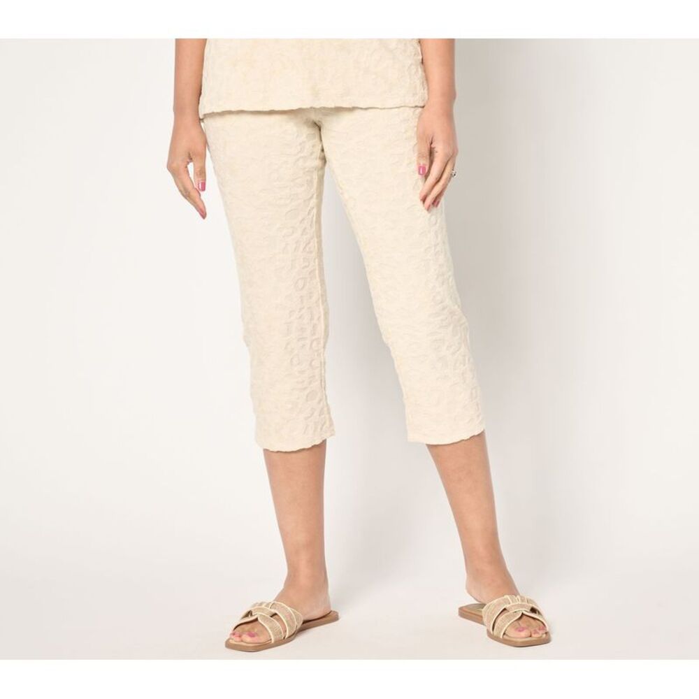 Gloria Vanderbilt Women's Pants Sz XL Poolside Terry Animal White A686144